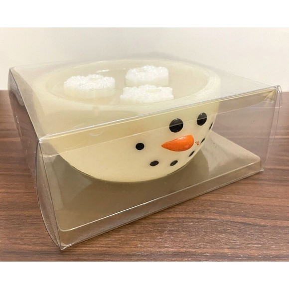 Floating Snowflake Candles w/ Snowman Bowl New In Package Vtg Holiday Christmas - Picture 9 of 9